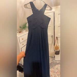 Bill Levkoff Navy Long Dress